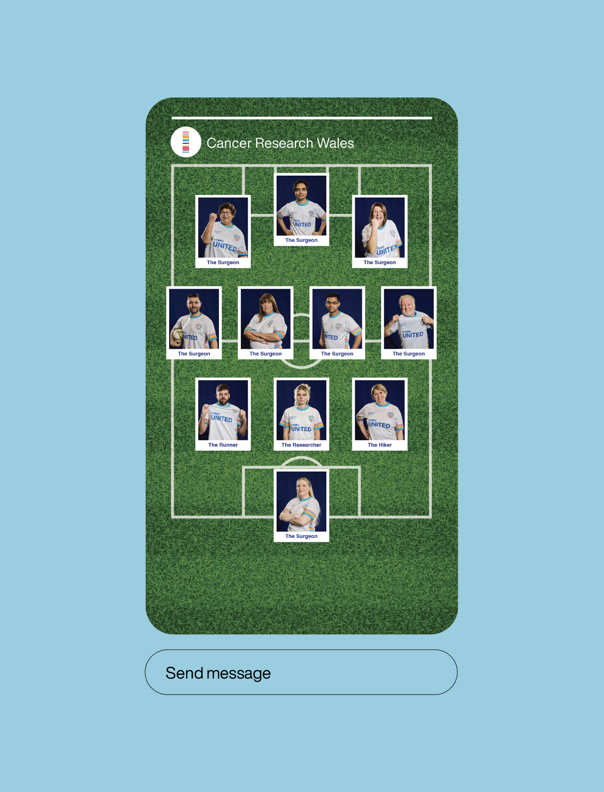 Example social media asset showing the full team.