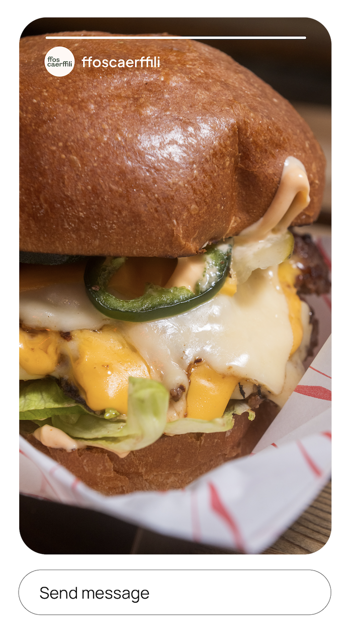 Social asset: Close up image of a burger